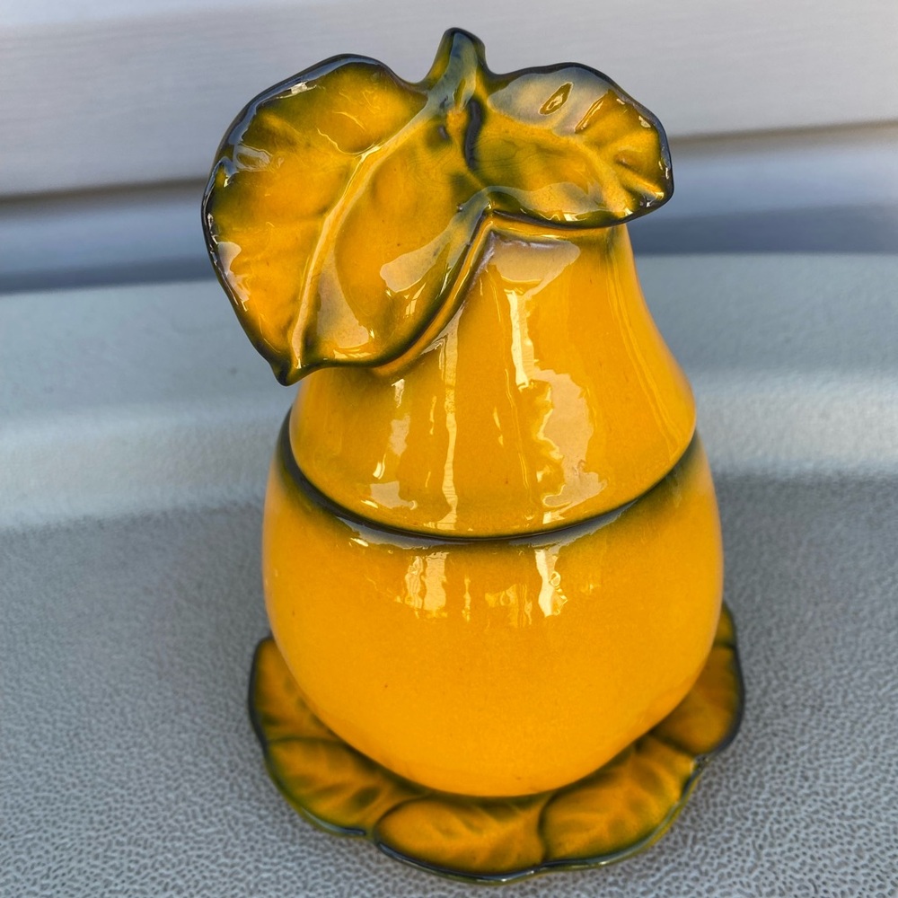 Vintage GOEBEL  Ceramic Sugar or Marmalade JAR with Lid Pear design 1970s